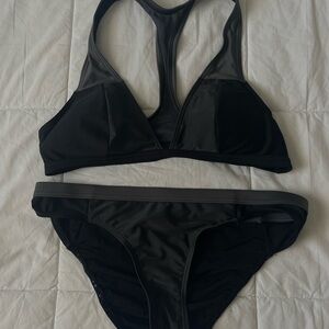 Gray and black sporty swimsuit